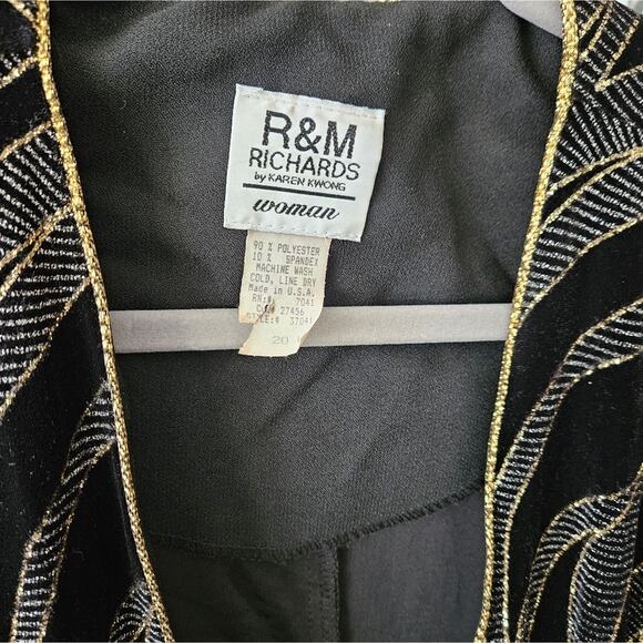 Vintage Embellished Black Velvet Jacket With and Silver with Gold Trim - Picture 6 of 16